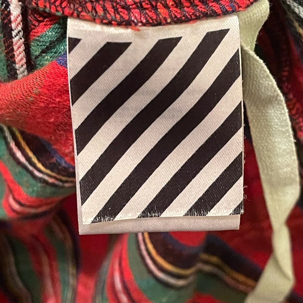 Off White Button Up Distressed Flannel Shirts Siz… - image 5